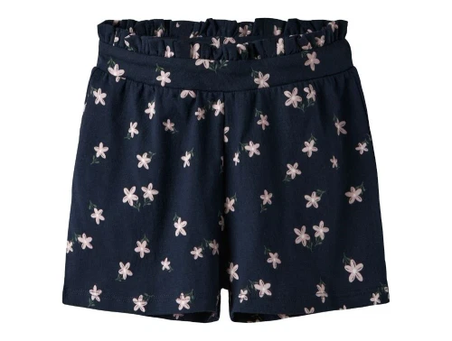 Mørkeblå shorts fra Name It med lyserødt blomsterprint 13228158 navy blazer flowers